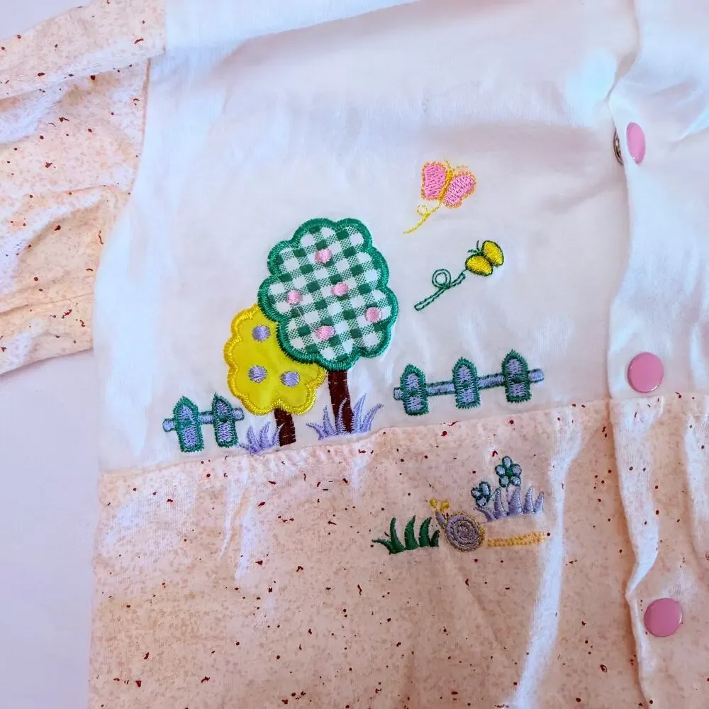 Vintage 80s Baby World Patchwork Embroidered 2pc Outfit Sz 24mo / 2T